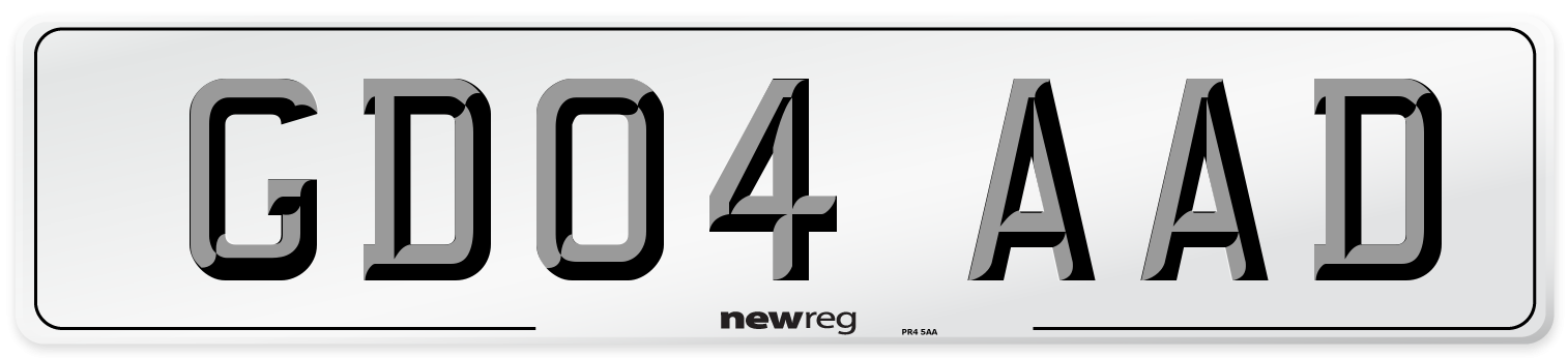 GD04 AAD Number Plate from New Reg